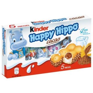 Kinder Happy Hippo Cacao | Deutsche Schokoladenwaffel mit Milch- und Kakaocreme