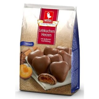 Lambertz WEISS Lebkuchenherzen mit Aprikosenfüllung Vollmilch 150g