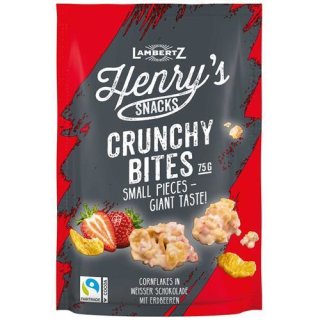 Lambertz Henrys Snacks Crunchy Bites White Chocolate with Strawberries 75g