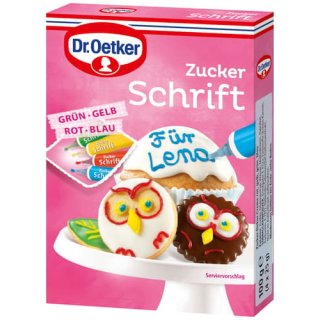 Dr. Oetker Zucker Schrift rot, gelb, grün, blau 4 x 25 g