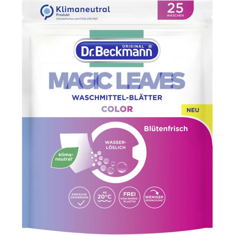 Dr. Beckmann Magic Leaves Laundry Detergent Sheets Color