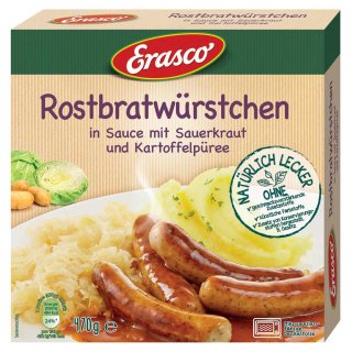 Erasco Grilled Sausages in Sauce with Sauerkraut and Mashed Potatoes