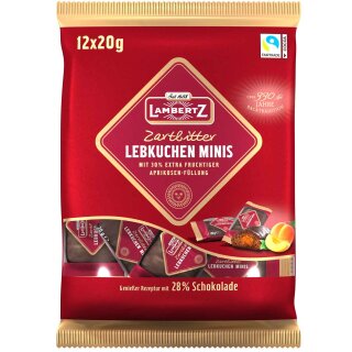 Lambertz Lebkuchen Minis mit Aprikosenfüllung Zartbitter 12x20g